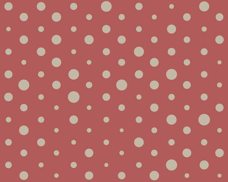 Random Cream Circle Pattern on Muted Red Background Seamless Vector Texture