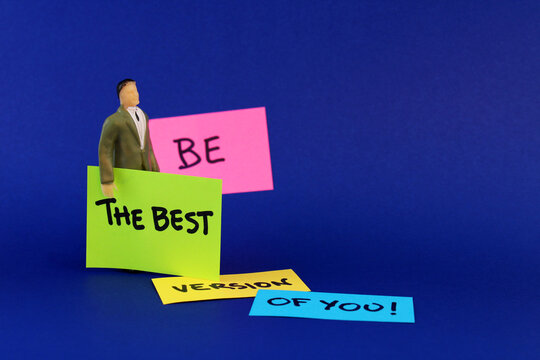Executive man next to the phrase "be the best version of you"