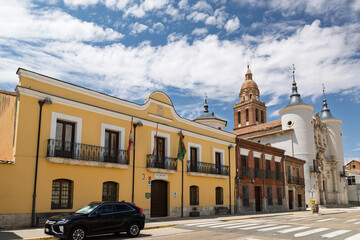 Fototapeta premium Rueda town hall and san miguel archangel church