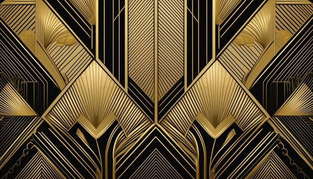 art deco geometric pattern in gold and black image