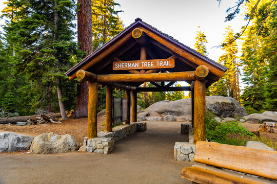 Sherman Tree trailhead sign at Sequoia Park