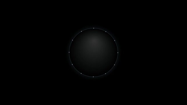 Abstract dark circle with glowing white dots on a black background