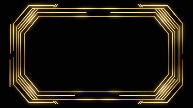 階段状の角をもつ金色の装飾枠　合成に使える映像素材
