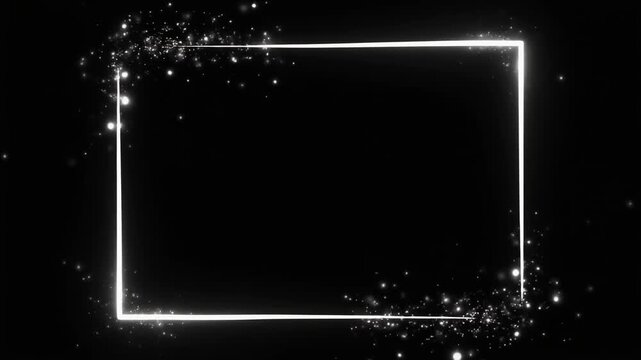 白い粒が舞う細い四角の枠線　合成に使える映像素材
