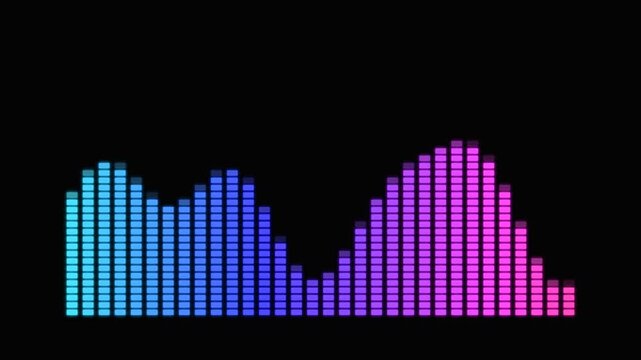 Digital Audio Spectrum Visualization with Glowing Color Bars