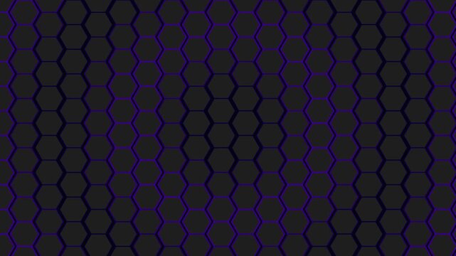 Dark grey and purple hexagon pattern background with geometric shapes