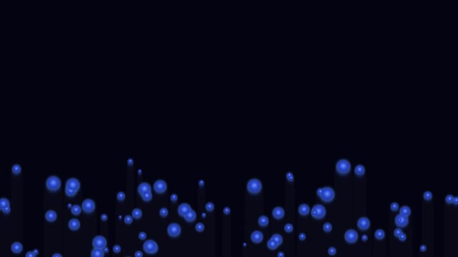 Floating blue glowing bubbles rising from the bottom on a dark black background