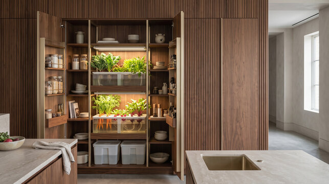 Modern Tall Kitchen Pantry Hydroponic Grow Cabinet