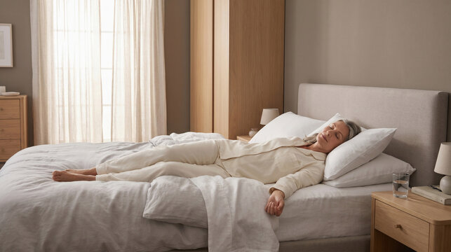 Mature Adult Deep Sleep Photo for Wellness and Healthy Rest