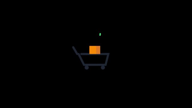 Simple shopping cart icon with a brown box inside for e-commerce website and mobile application ui design