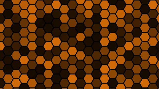 Abstract background with orange and brown honeycombs pattern in a geometric hexagonal shape design