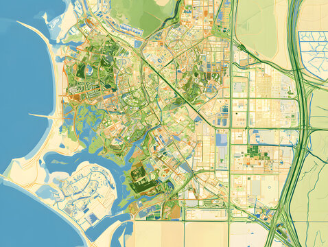 A map illustrating the urban planning style for Musaffah, United Arab Emirates