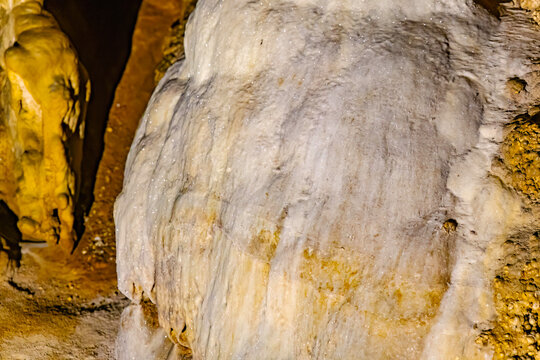 Sparkling stalactite flowstone formations inside Crystal Cave in Sequoia Park