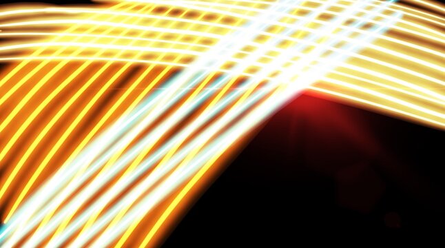 Ilustraci&oacute;n con rayos o haces de. luz de ne&oacute;n en diferentes colores sobre fondo negro.