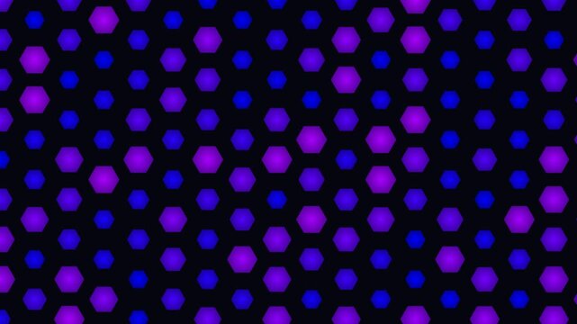 Abstract background with repeating purple hexagons and small blue circles in a geometric pattern