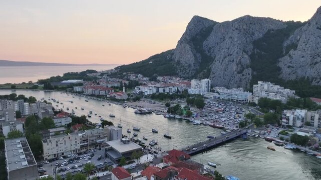 Sunset Over The Bridge In Omis, Dalmatia, Croatia