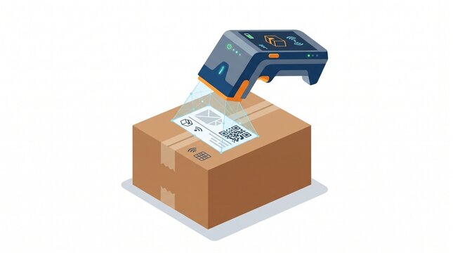 Smart E-commerce Package Scanner for Online Retail Logistics, Order Processing and Digital Shopping Technology