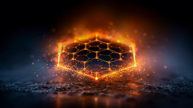 Firewall Digital Barrier Hexagon Mesh Technology Background