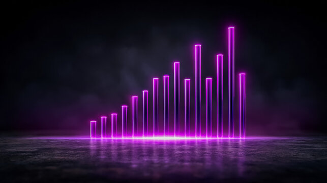 Purple Neon Columns Rising 3D Abstract Background