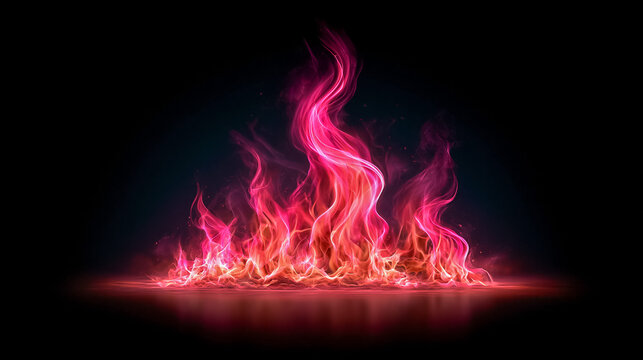 Neon Pink Flame Blaze Pop Art Background