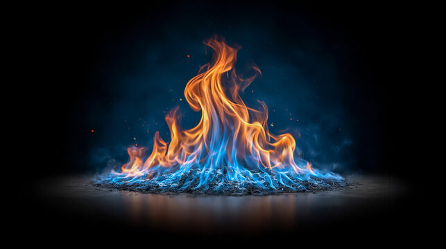 Azure Blue Cold Fire Ethereal Flame Background Loop
