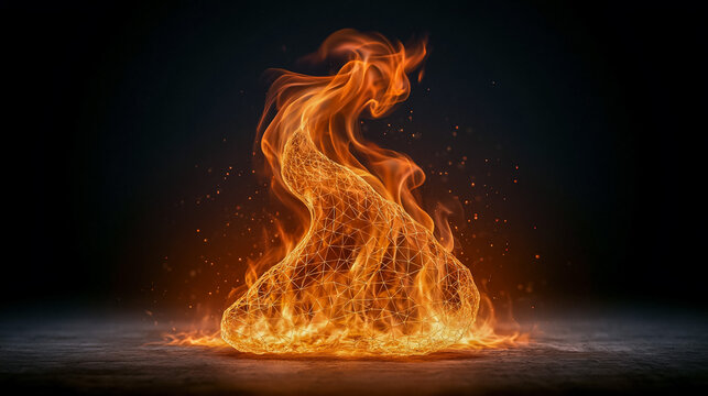 Abstract Geometric Wireframe Flame Mesh Background