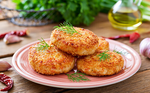 Minced Fish Cutlets with Vegetables. Horizontal
