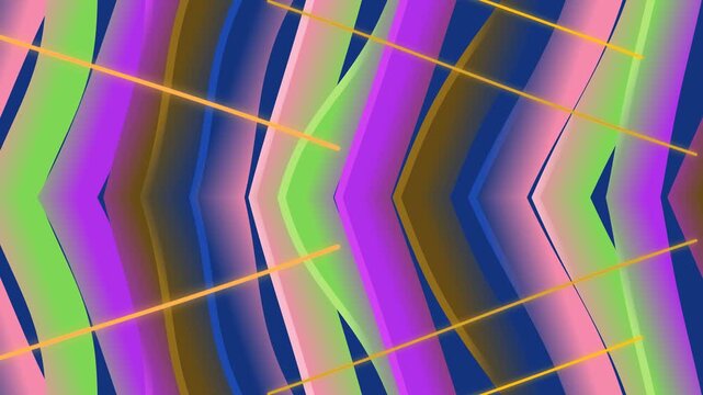 Abstract digital art with vibrant gradient curves and thin yellow lines