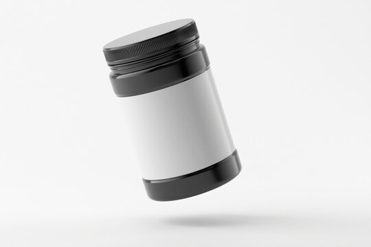 Protein plastic jar bottle 3d rendering mockup isolated on white background