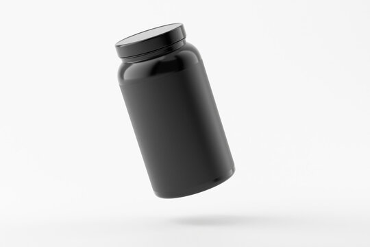 Protein plastic jar bottle 3d rendering mockup isolated on white background