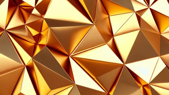 Abstract Gold Geometric Texture: A striking abstract geometric background featuring a tessellation of interconnected triangles and polygons rendered in lustrous gold.