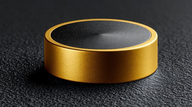 Elegant Gold and Black Circular Object on Dark Surface.