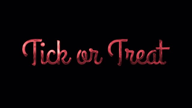 Tick Or Treat Red Handwriting Animation with animated cursive reveal rendered in 4K resolution transparent background