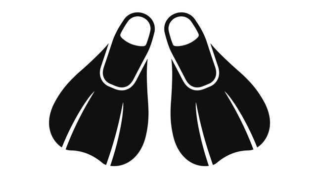 Black silhouette of two swimming flippers against a white background