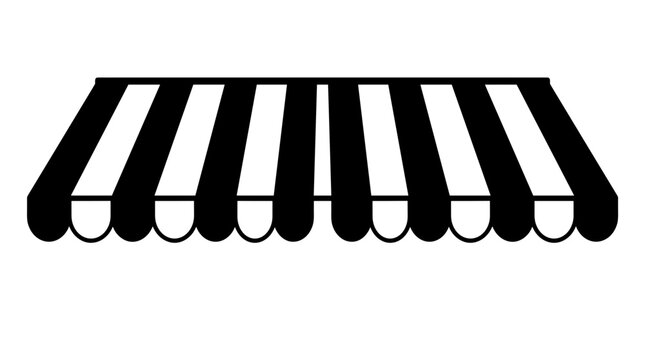Classic black and white striped store awning vector illustration