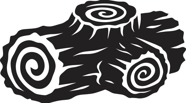 Yule log cake flat vector illustration