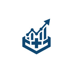 Fototapeta premium A blue icon showing a rising financial growth chart symbol