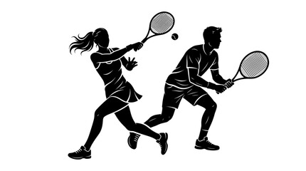 Fototapeta premium Two teenagers playing Tennis 