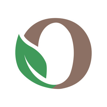 Letter O Green Leaf Nature Logo Flat Vector Illustration