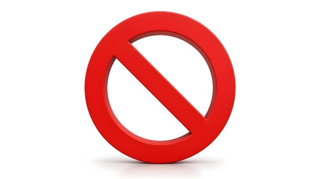 Red circular forbidden sign on isolated white background 3d