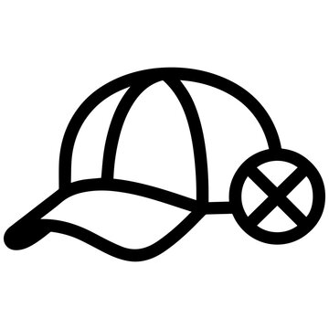 Baseball cap icon with a cross mark, indicating no hats allowed or hat removal brainrot