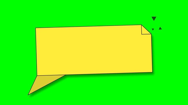 Bright yellow speech bubble on green background.