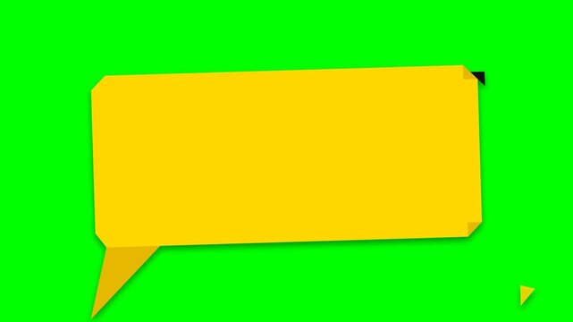 Bright yellow speech bubble isolated on green background.