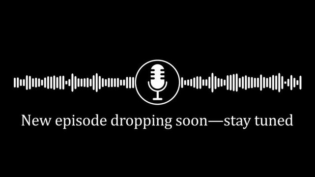 Podcast teaser motion with animated sound wave and microphone for new episode announcement audio waveform  4k Stock video .