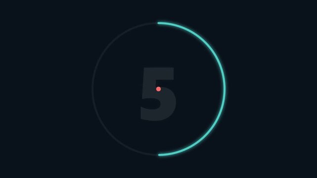 Minimalist circular digital number five on dark background.