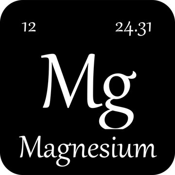 Magnesium periodic table element chemistry symbol. Vector Magnesium atom gas icon