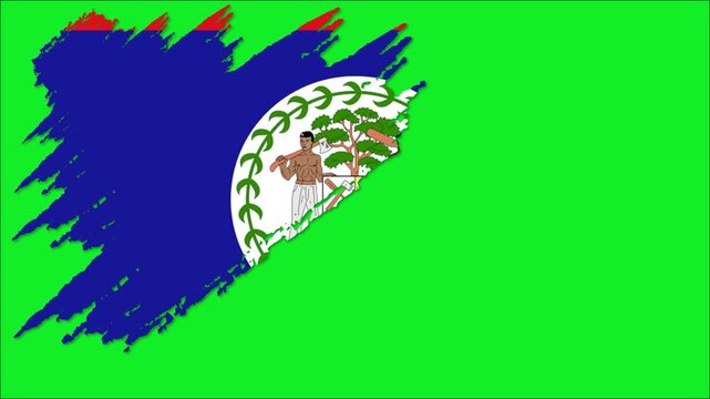 Belize Flag Brush Stroke Animation, Belizean National Flag Paint Effect, Blue Red White Patriotic Background 4K