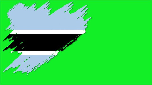 Botswana Flag Brush Stroke Animation, Botswanan National Flag Paint Effect, Blue Black White Patriotic Background 4K
