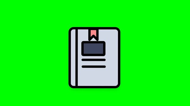 Simple Icon of a Book with a Bookmark on a Green Background.