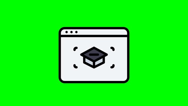 Online Education Graduation Cap on Computer Screen.